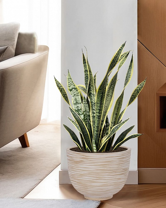 RIF36-BB Напольное кашпо для цветов IDEALIST Премиум Риф, чаша, Д36 В27 см, бежевое, 13 литров