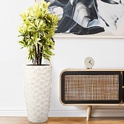 Напольное кашпо IDEALIST LITE Мозаик, ваза, слоновая кость, Д41.5 В77 см