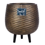 Напольное кашпо IDEALIST LITE Паттерн с подставкой, файберстоун, золотистое, Д42 В47 см, высота ножек 10 см