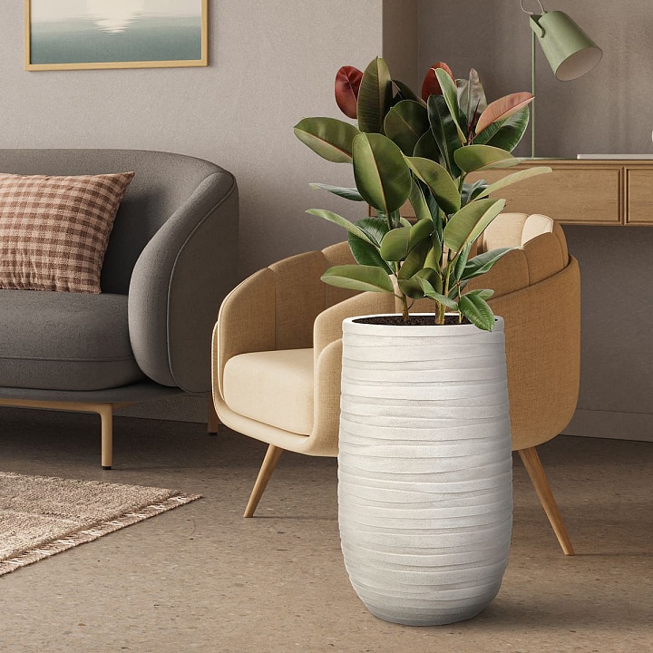 Напольное кашпо IDEALIST LITE Роу Высокое, слоновая кость, Д36.5 В61 см