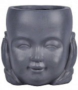 Настольное кашпо IDEALIST LITE Голова малыша-монаха, файберстоун, серое, Д24.5 Ш23 В24 см