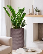 VEL48-BRN Напольное кашпо для цветов IDEALIST Премиум Велюр, высокое, Д48 В74 см, цвет кофе, 120 литров