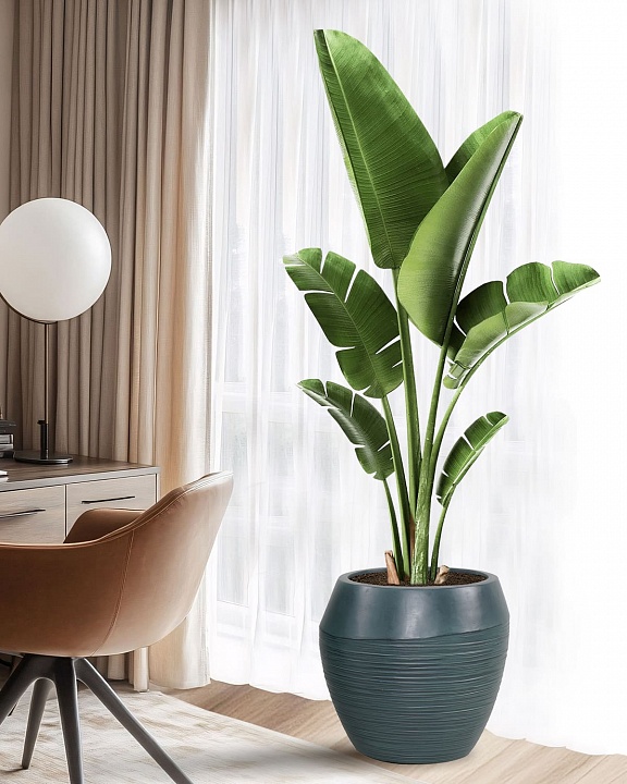 TER49-GRN Напольное кашпо для цветов IDEALIST Премиум Терра, круглое, Д49 В47 см, темно-зеленое, 80 литров