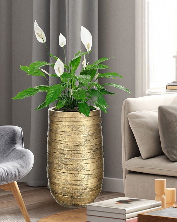 Напольное кашпо IDEALIST LITE Роу Высокое, золотое, Д36.5 В61 см