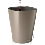 Настольное кашпо с автополивом LECHUZA Дельтини, с субстратом в комплекте, золотистый металлик, Д14 В18 см