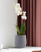 VELRV22-GR Настольное кашпо для цветов IDEALIST Премиум Велюр, круглое, Д22 В22 см, светло-серое, 7 литров