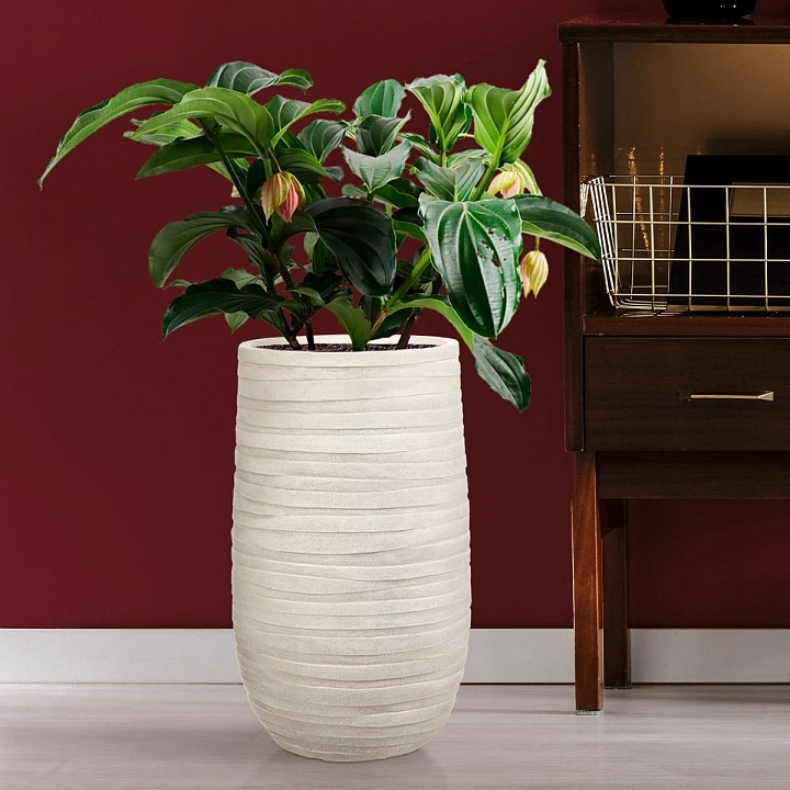 Напольное кашпо IDEALIST LITE Роу Высокое, слоновая кость, Д26.5 В45 см