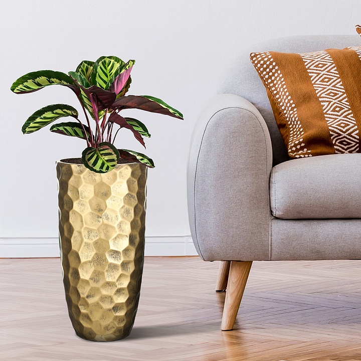 Кашпо Мозаик Ваза, файберстоун, золото,D23H46 cm