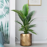 Напольное кашпо IDEALIST LITE Лист, файберстоун, золотистое, Д44 В44 см