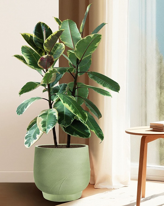 LIR33-GRN Напольное кашпо для цветов IDEALIST Премиум Лира, Д33 В29 см, зеленое, круглое, 22 литра