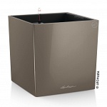 Напольное кашпо с автополивом LECHUZA Кьюб 30, с субстратом в комплекте, серо-коричневое, Ш29,5 Д29,5 В30 см