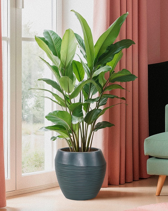 TER33-GRN Напольное кашпо для цветов IDEALIST Премиум Терра, круглое, Д33 В32 см, темно-зеленое, 24 литра