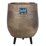 Напольное кашпо IDEALIST LITE Страйп с подставкой, файберстоун, золотистое, Д44 В56 см, высота ножек 10 см