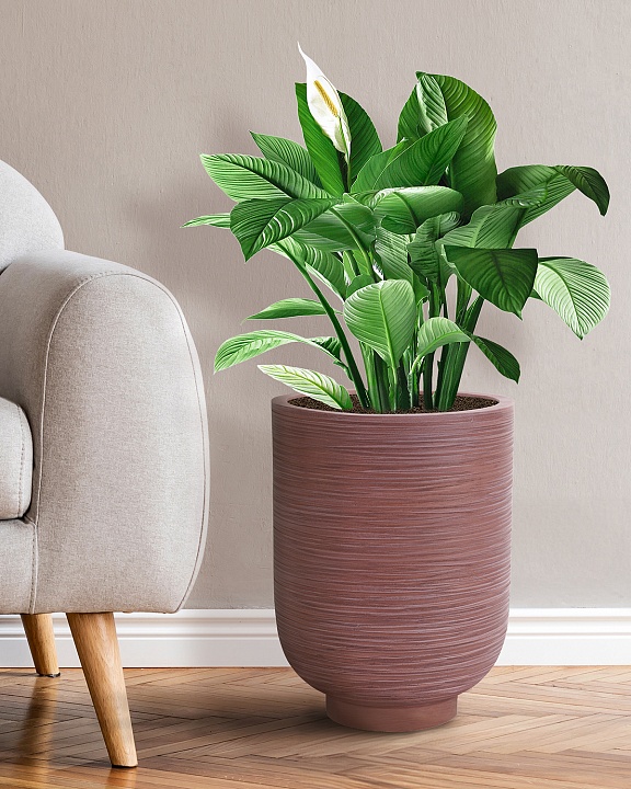 NEO37-BRN Напольное кашпо для цветов IDEALIST Премиум Нео, высокое, Д37 В49 см, цвет шоколад, 45 литров