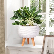 Напольное кашпо IDEALIST LITE Ханни Чаша с подставкой, файберстоун, белое, Д27.5 В25 cм, высота ножек 10 см