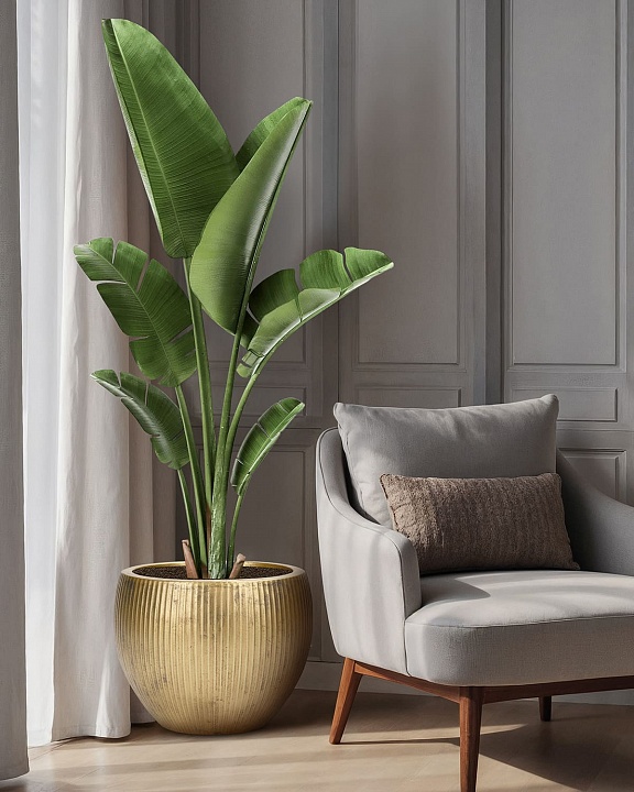 MAR49-GLD Напольное кашпо для цветов IDEALIST Премиум Марс, Д49 В38 см, золотое, круглое, 55 литров