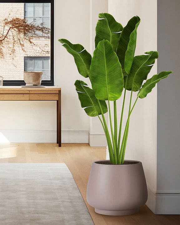 DUN37-BRN Напольное кашпо для цветов IDEALIST Премиум Дюна, Д37 В29 см, цвет кофе с молоком, чаша, 30 литров