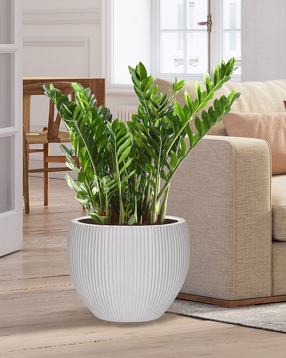 MAR49-AW Напольное кашпо для цветов IDEALIST Премиум Марс, Д49 В38 см, белое, круглое, 55 литров