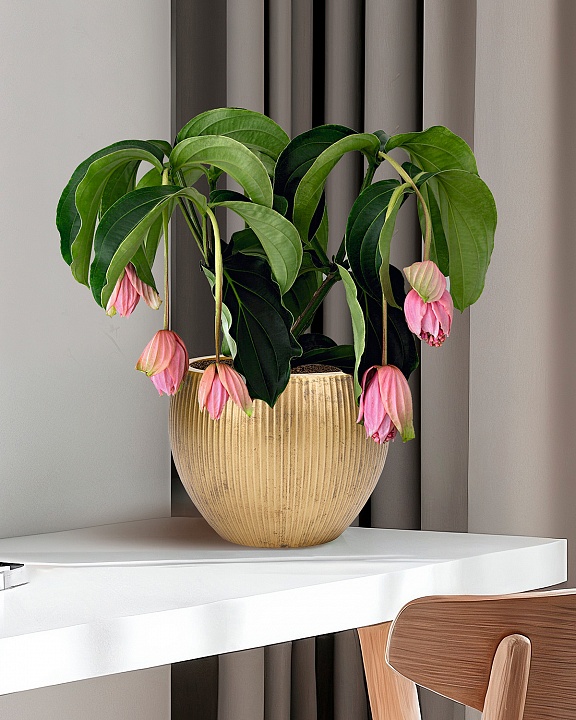 MAR29-GLD Настольное кашпо для цветов IDEALIST Премиум Марс, Д29 В22, золотое, круглое, 9 литров