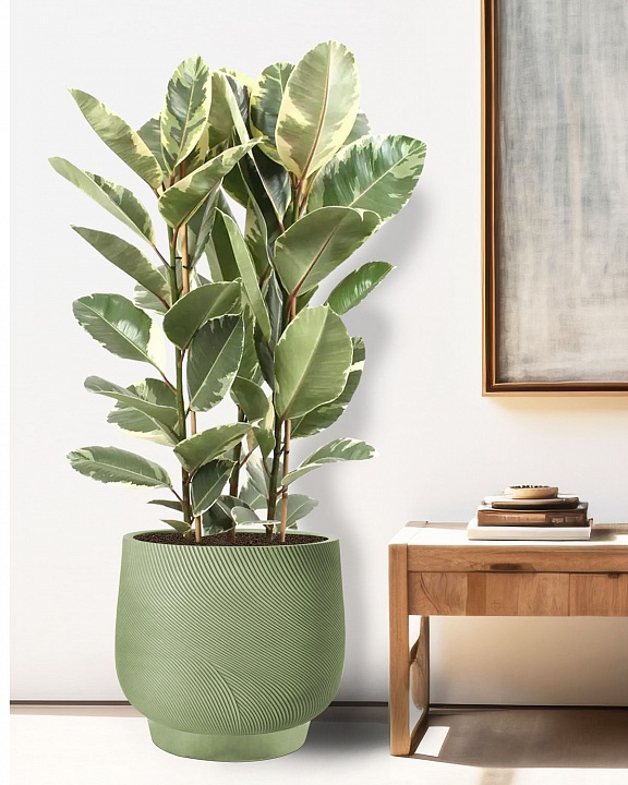 LIR43-GRN Напольное кашпо для цветов IDEALIST Премиум Лира, Д43 В38 см, зеленое, круглое, 51 литр