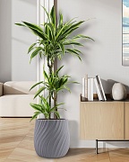 VELRV31-LG Напольное кашпо для цветов IDEALIST Премиум Велюр, круглое, Д31 В32 см, светло-серое, 20 литров