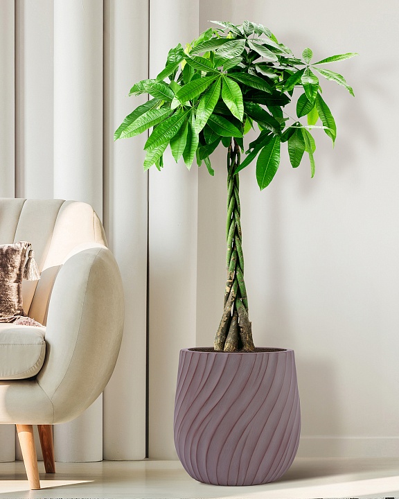 VELRV43-BRN Напольное кашпо для цветов IDEALIST Премиум Велюр, круглое, Д43 В44 см, цвет кофе, 57 литров