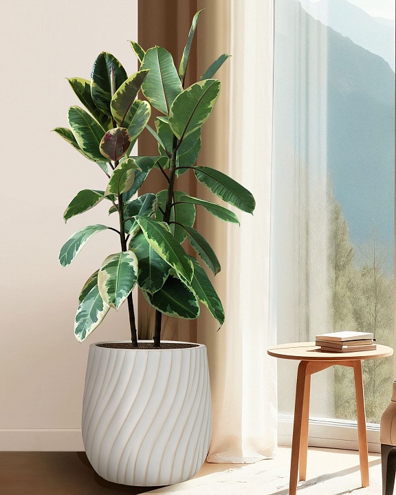 VELRV43-BB Напольное кашпо для цветов IDEALIST Премиум Велюр, круглое, Д43 В44 см, цвет айвори, 57 литров