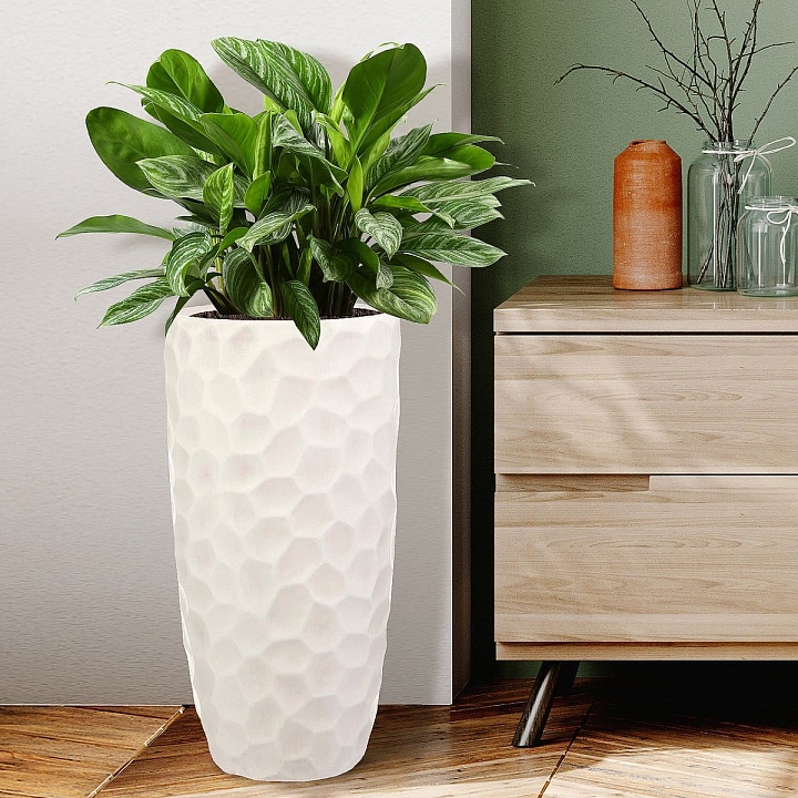 Напольное кашпо IDEALIST LITE Мозаик, ваза, слоновая кость, Д23 В46 см