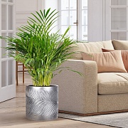 Настольное кашпо IDEALIST LITE Лист, файберстоун, серебристое, Д31 В31 см