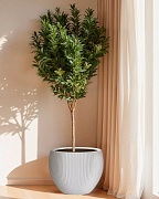 MAR49-AW Напольное кашпо для цветов IDEALIST Премиум Марс, Д49 В38 см, белое, круглое, 55 литров