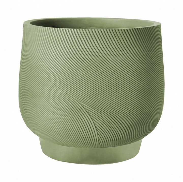 LIR33-GRN Напольное кашпо для цветов IDEALIST Премиум Лира, Д33 В29 см, зеленое, круглое, 22 литра