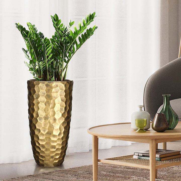 Напольное кашпо IDEALIST LITE Мозаик, ваза, золотое, Д31.5 В61 см