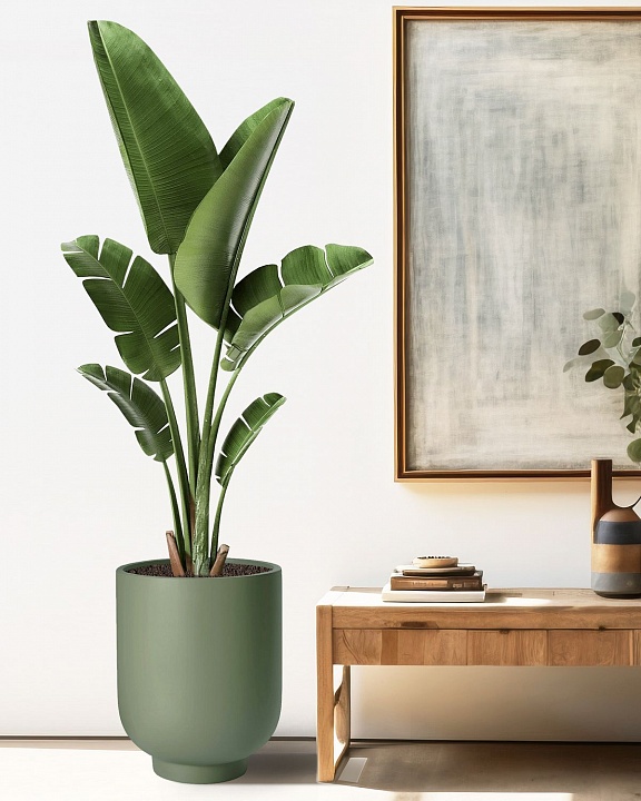 NEOST37-GRN Напольное кашпо для цветов IDEALIST Премиум Нео Сатин, высокое, Д37 В49 см, светло-зеленое, 40 литров