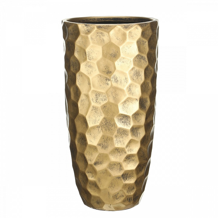 Кашпо Мозаик Ваза, файберстоун, золото,D23H46 cm