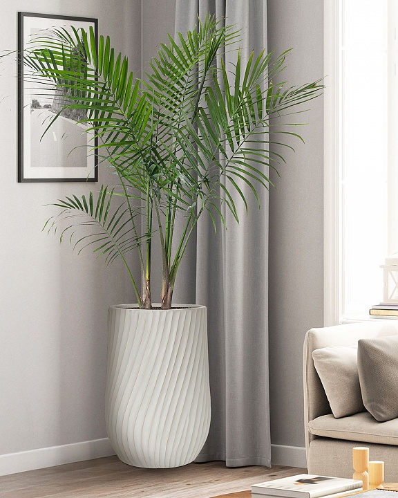 VEL48-BB Напольное кашпо для цветов IDEALIST Премиум Велюр, высокое, Д48 В74 см, цвет айвори, 120 литров