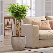 Напольное кашпо IDEALIST LITE Лотус, круглое, серо-коричневое, Д37 В33.5 см