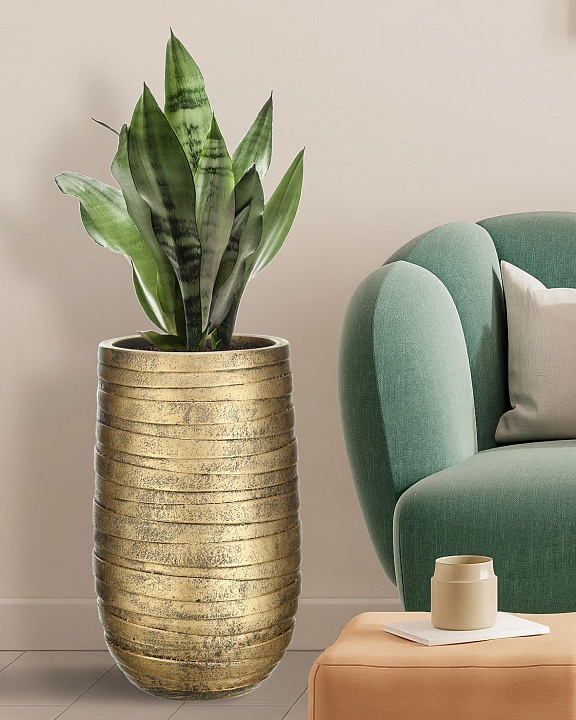 Напольное кашпо IDEALIST LITE Роу Высокое, золотое, Д36.5 В61 см