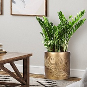 Настольное кашпо IDEALIST LITE Лист, файберстоун, золотистое, Д37 В37 см