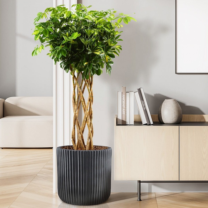 Напольное кашпо IDEALIST Lite Урбан, круглое, антрацит Д45 В45 см