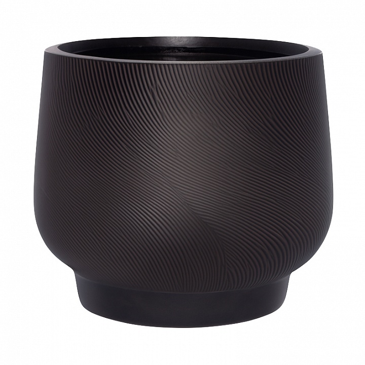 LIR43-BLK Напольное кашпо для цветов IDEALIST Премиум Лира, Д43 В38 см, черное, круглое, 51 литр