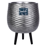 Напольное кашпо IDEALIST LITE Паттерн с подставкой, файберстоун, серебристое, Д42 В47 см, высота ножек 10 см