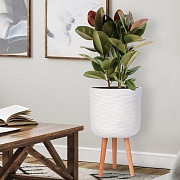 Напольное кашпо IDEALIST LITE Паттерн на ножках, круглое, слоновая кость, Д30 В49 см, высота ножек 22 см