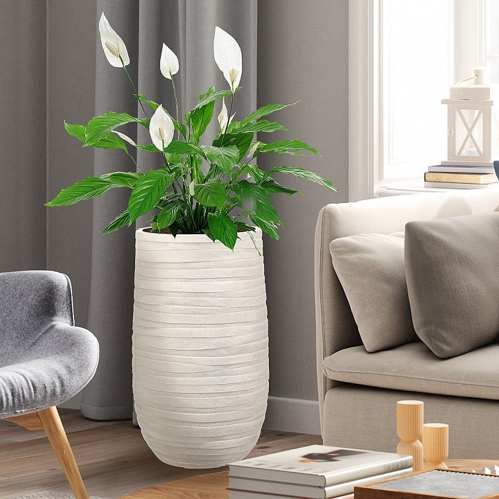 Напольное кашпо IDEALIST LITE Роу Высокое, слоновая кость, Д36.5 В61 см