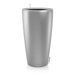 Напольное кашпо с автополивом LECHUZA Рондо 32, с субстратом в комплекте, серебряное, Д32,5 В56,5 см