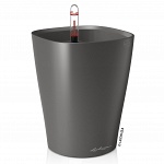 Настольное кашпо с автополивом LECHUZA Дельтини, с субстратом в комплекте, антрацитовое, Д14 В18 см