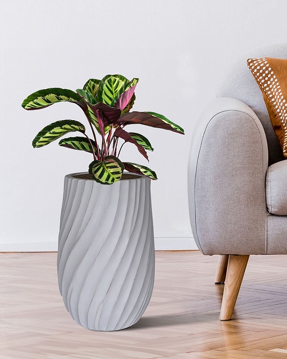 VEL24-LG Напольное кашпо для цветов IDEALIST Премиум Велюр, высокое, Д24 В40 см, светло-серое, 15 литров