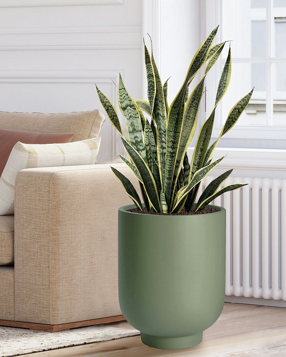 NEOST37-GRN Напольное кашпо для цветов IDEALIST Премиум Нео Сатин, высокое, Д37 В49 см, светло-зеленое, 40 литров