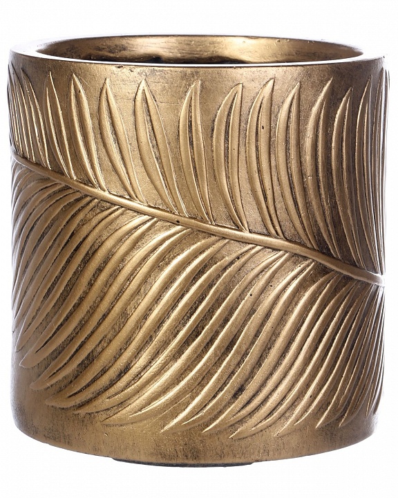 Настольное кашпо IDEALIST LITE Лист, файберстоун, золотистое, Д24 В24 см