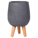 Напольное кашпо IDEALIST LITE Ханни Ваза с подставкой, файберстоун, серое, Д22 В34 cм, высота ножек 10 см