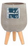 Напольное кашпо IDEALIST LITE Страйп на ножках, овальное, серо-коричневое, Д20.5 В32 см, высота ножек 10 см